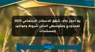 يلا احجز حالا: شقق الإسكان الاجتماعي 2025 لمحدودي ومتوسطي الدخل شروط ومواعيد ومستندات